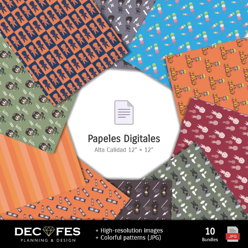 Collages | Naruto Digital Paper - Stampabile per Scrapbook e fai da te