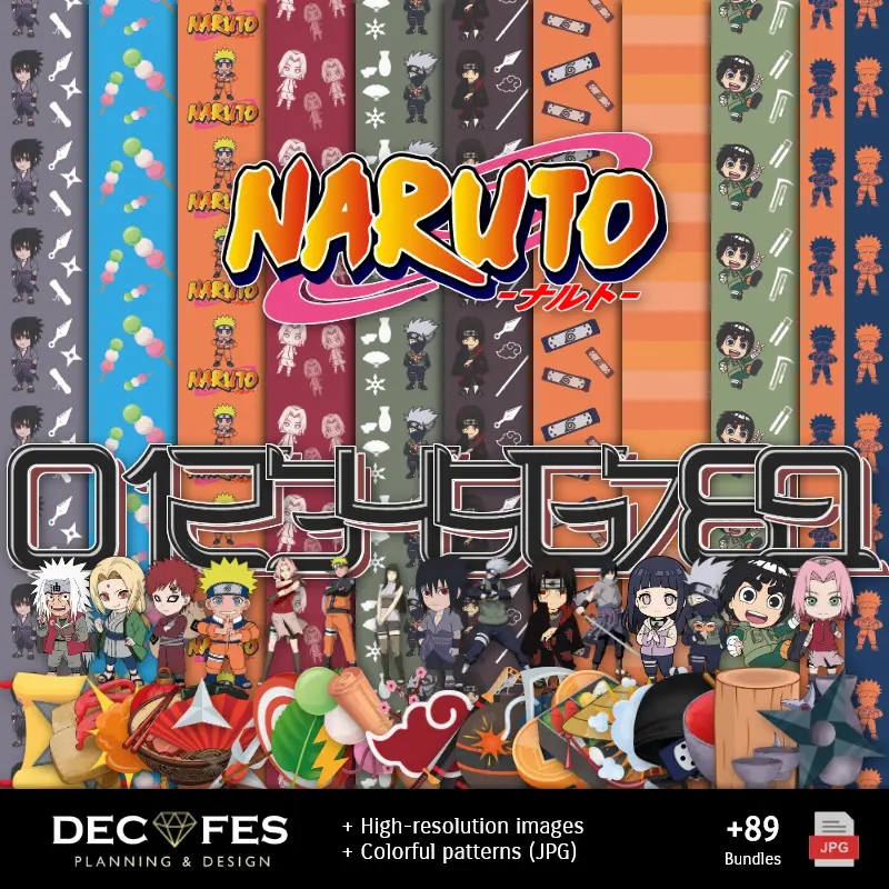 Naruto Digital Paper - Imprimable pour Scrapbook et bricolage