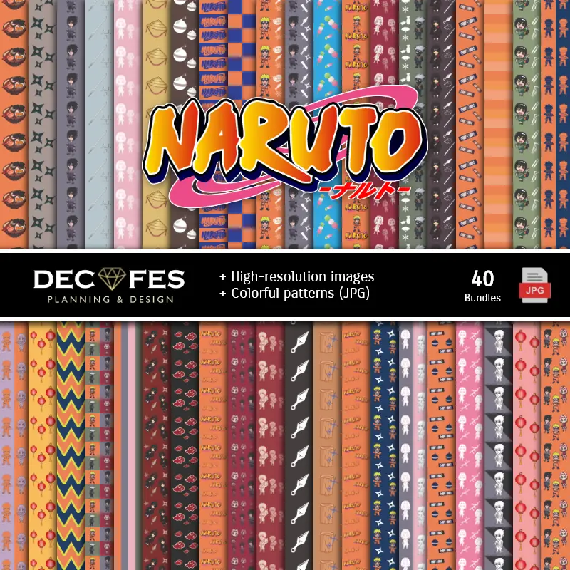 Fondos | Naruto Digital Paper Set - Fontaines pour la Fiesta et la Scrapbooking