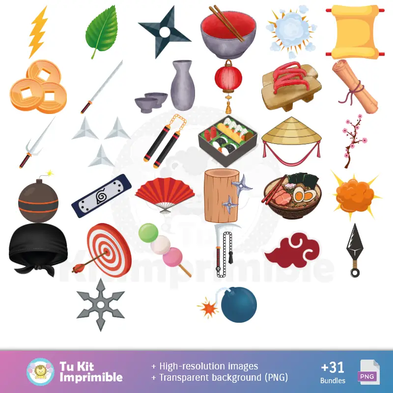 Accesorios | Modelli e texture Naruto - Scrapbook e kit partito