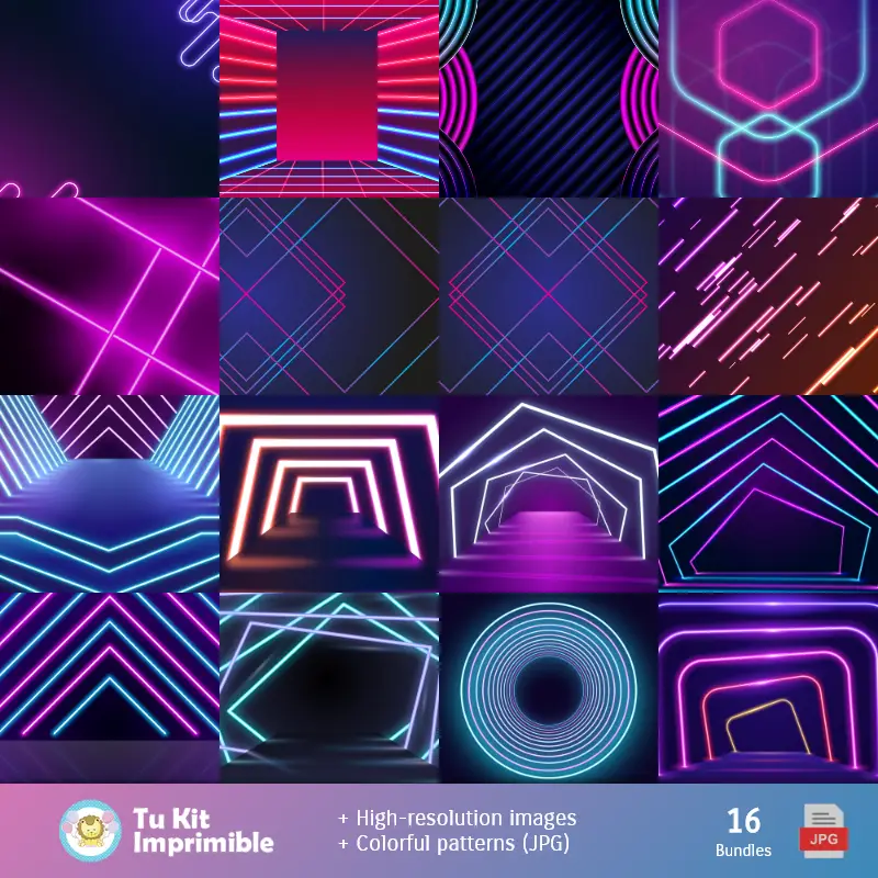 Collages | Неоновые фестивали - Digital Decor Papers