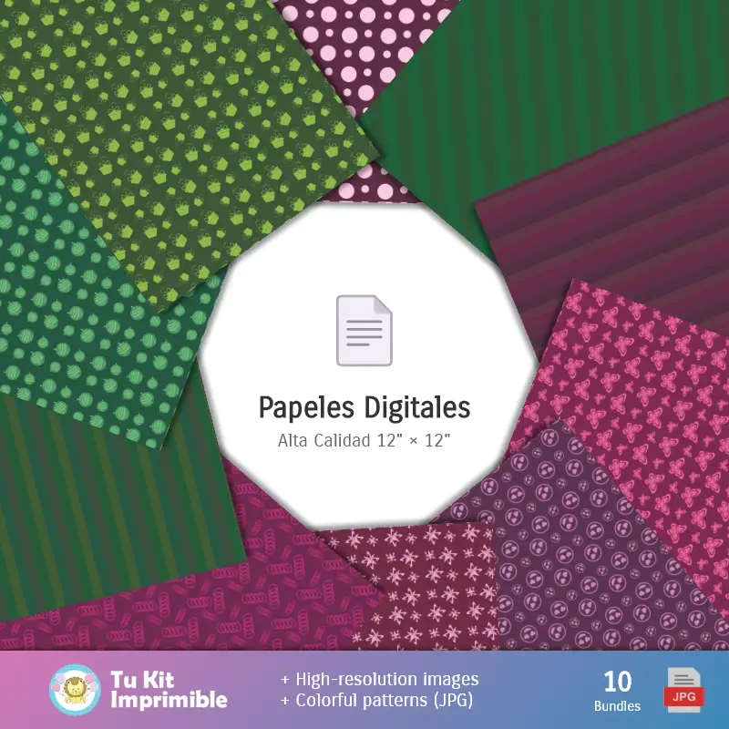 Accesorios | Neon Fiesta Patterns and Textures - Scrapbook and Party Kits