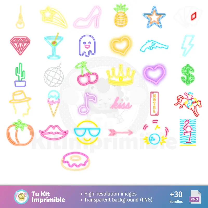 Accesorios | Neon Fiesta 模式和纹理 - Scrapbook 和 党章