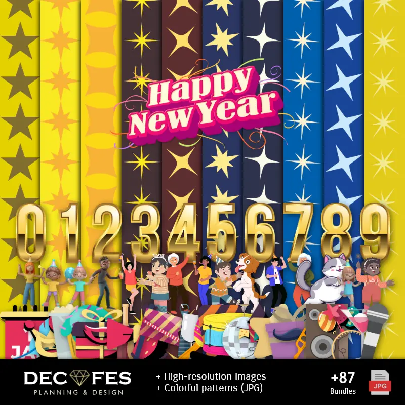 Carta digitale di anno nuovo - stampabile per Scrapbook e fai da te