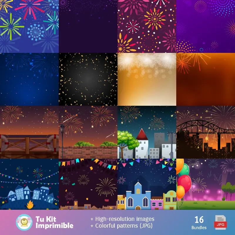 Números Temáticos | Sfondi di anno nuovo - Carte di decorazione digitali