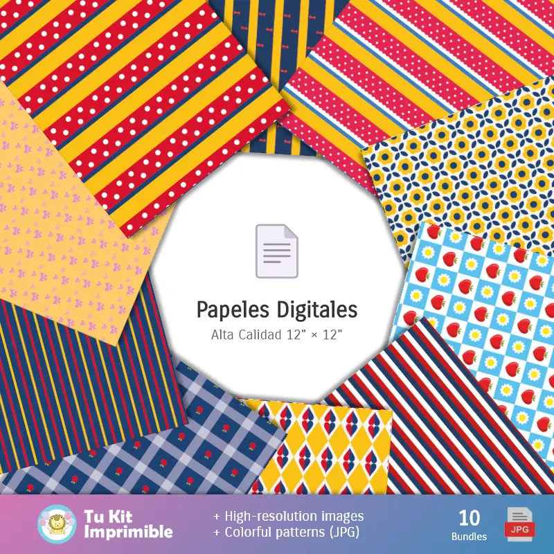 Personajes | Padrões e Texturas Branca Neves e Os 7 Enanitos - Kits de Scrapbook e Festas