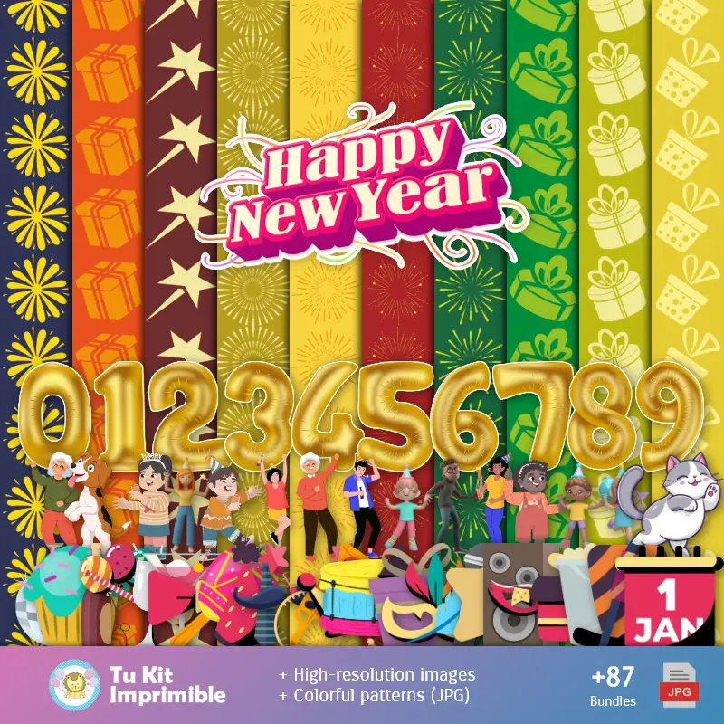 Accesorios | New Year's Wallpapers - Digital Decor Papers