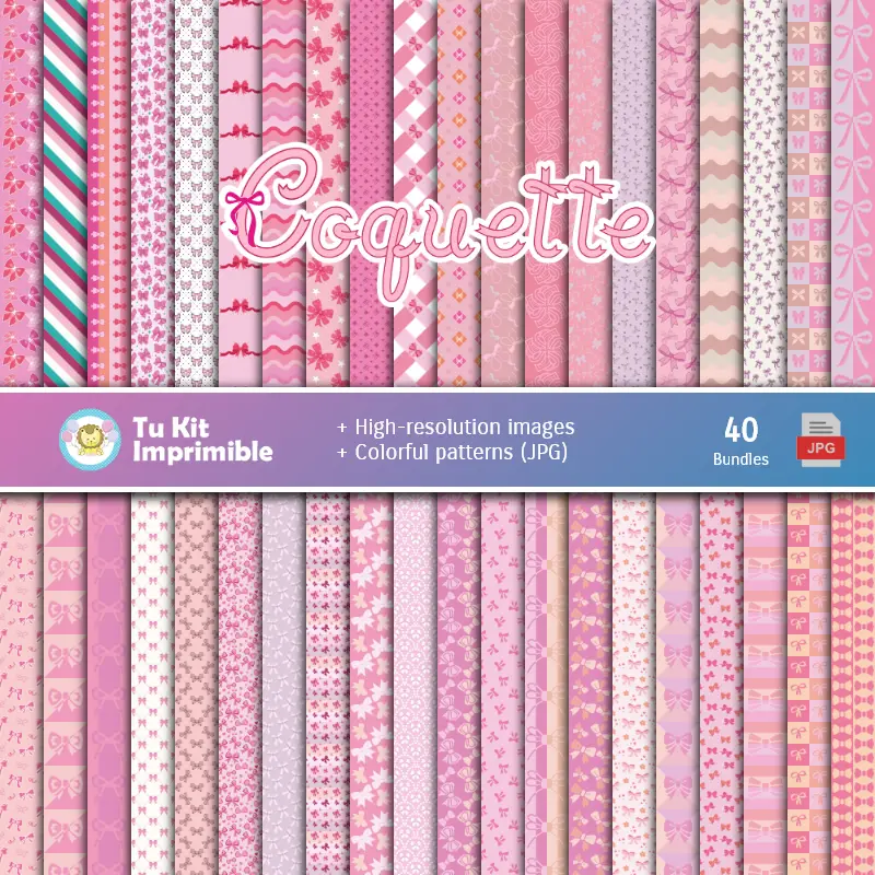 Digital Paper Set Coquette - Funds for Parties and Scrapbooking