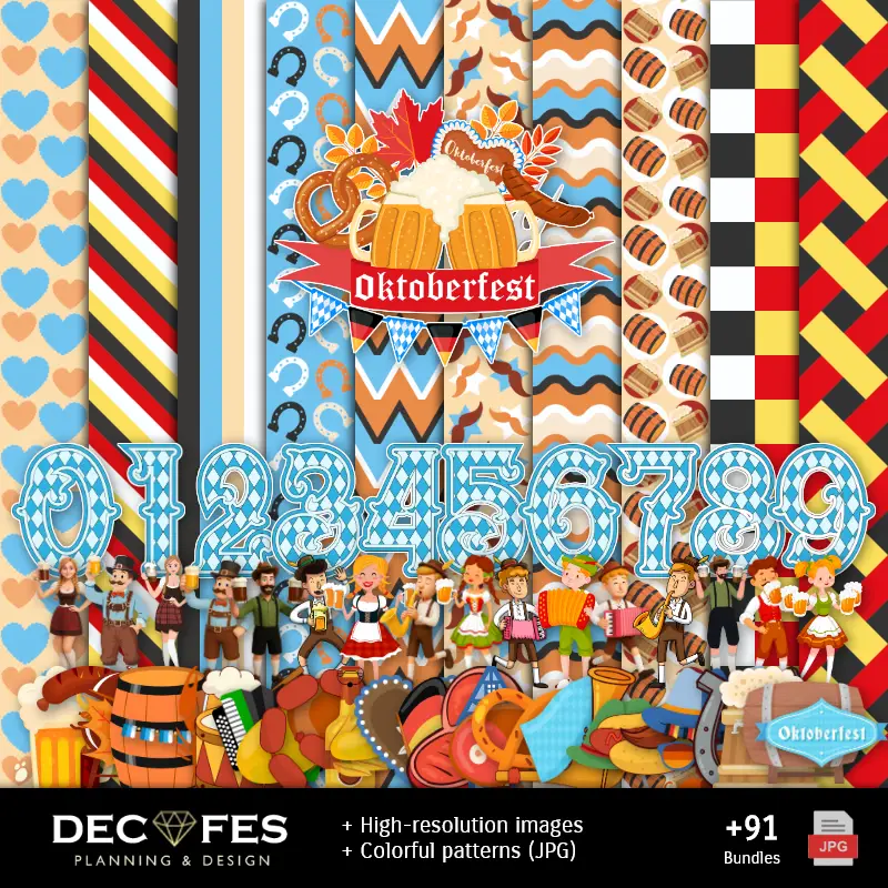 Octoberfest Digital Paper - Imprimable pour Scrapbook et bricolage