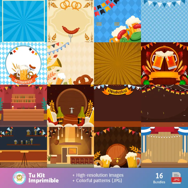 Fondos | Octoberfest patterns and textures - Scrapbook and Party kits