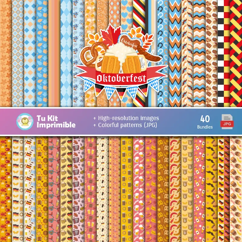 Set di carta digitale di Ottobrefest - Fondazioni per Festival e Scrapbooking