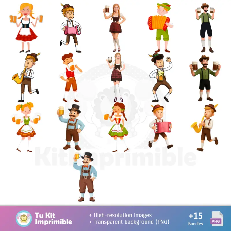 Personajes | Carta da parati di Ottobrefest - Carta della Decorazione Digitale