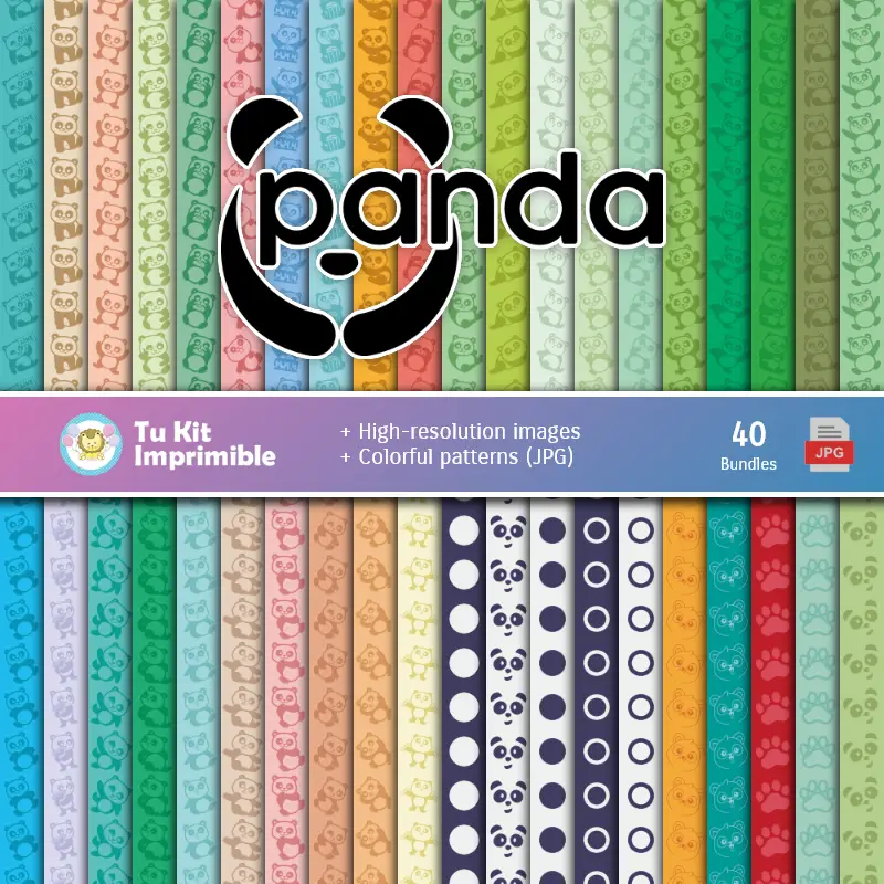 Set de Papeles Digitales Osita Panda - Fundos para Festas e Scrapbooking