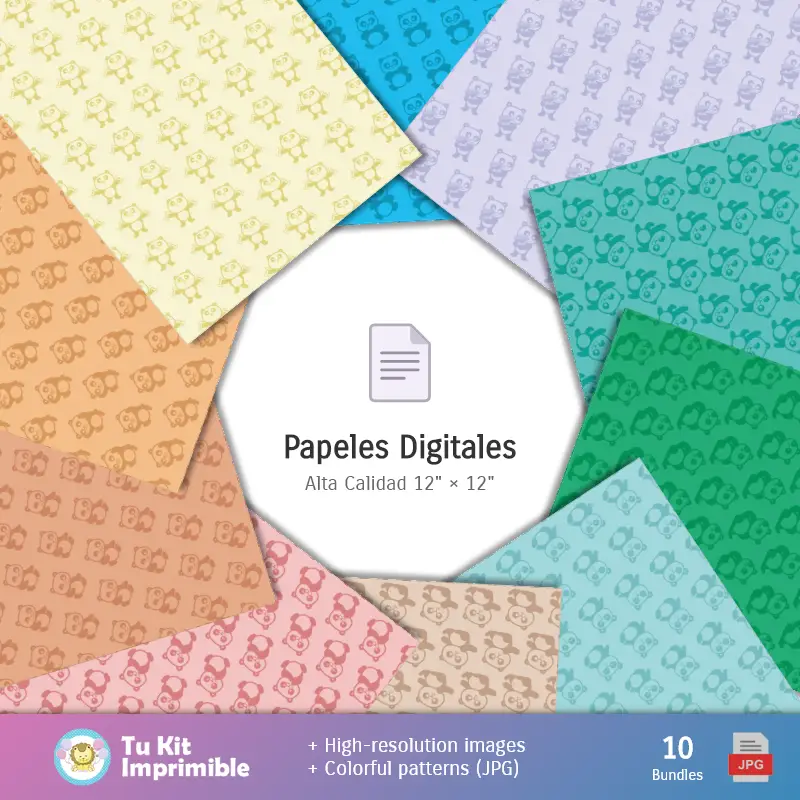 Collages | Osita Panda modelli e texture - Scrapbook e kit partito