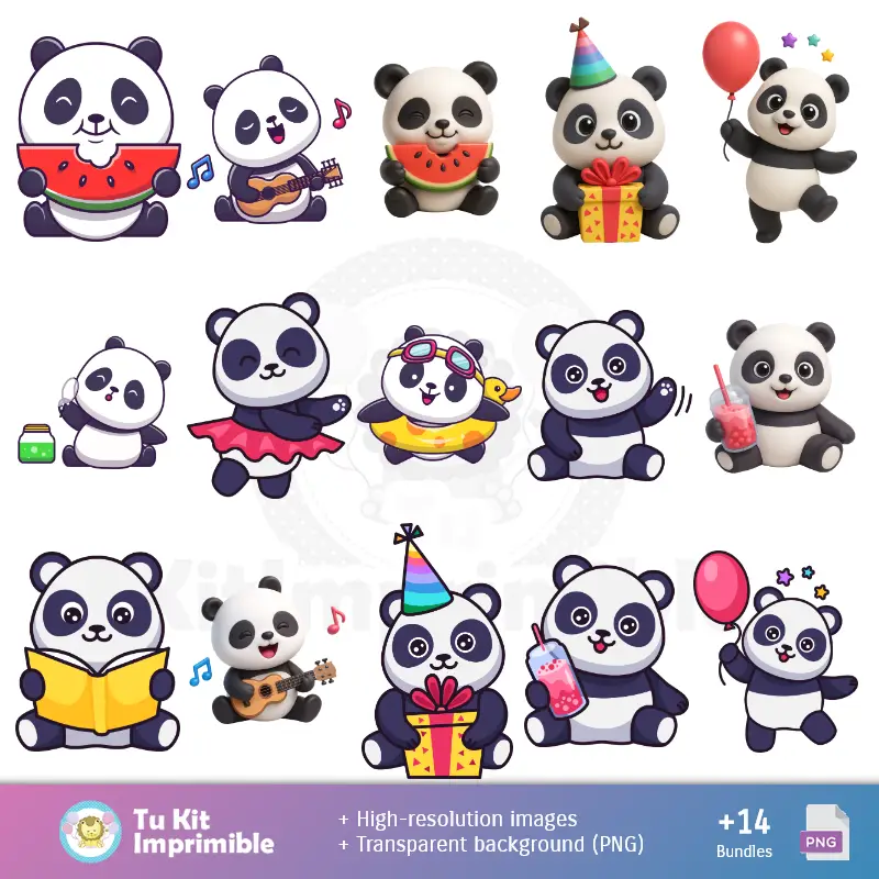 Personajes | Osita Panda modelli e texture - Scrapbook e kit partito