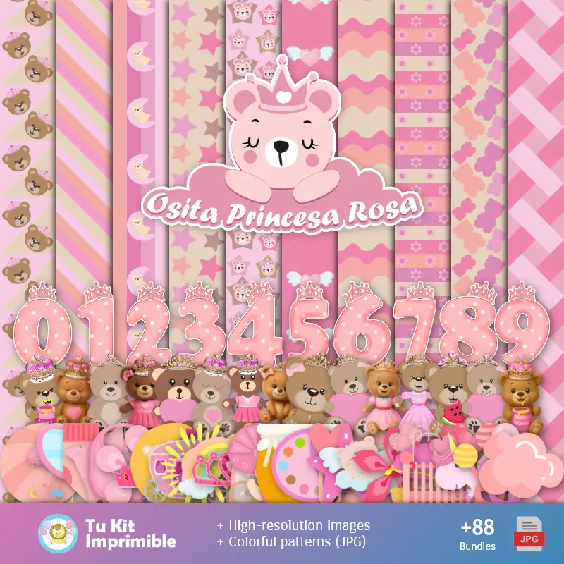 Osito Rosa patterns and Textures - Scrapbook and Party Kits