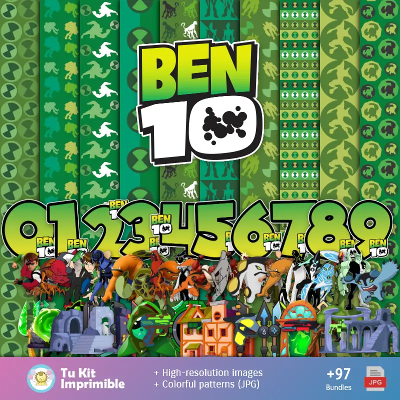 Accesorios | Ben 10图案和纹理 - Scrapbook和聚会包