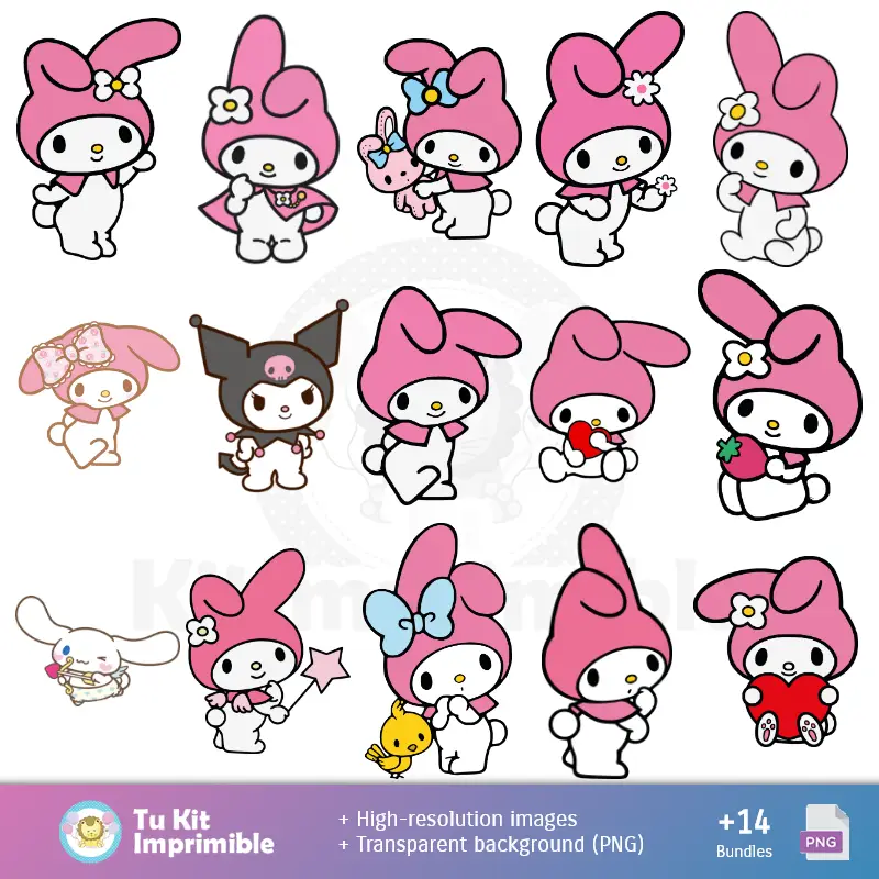 Personajes | Padrões e Texturas My Melody - Kits para Scrapbook e Festas