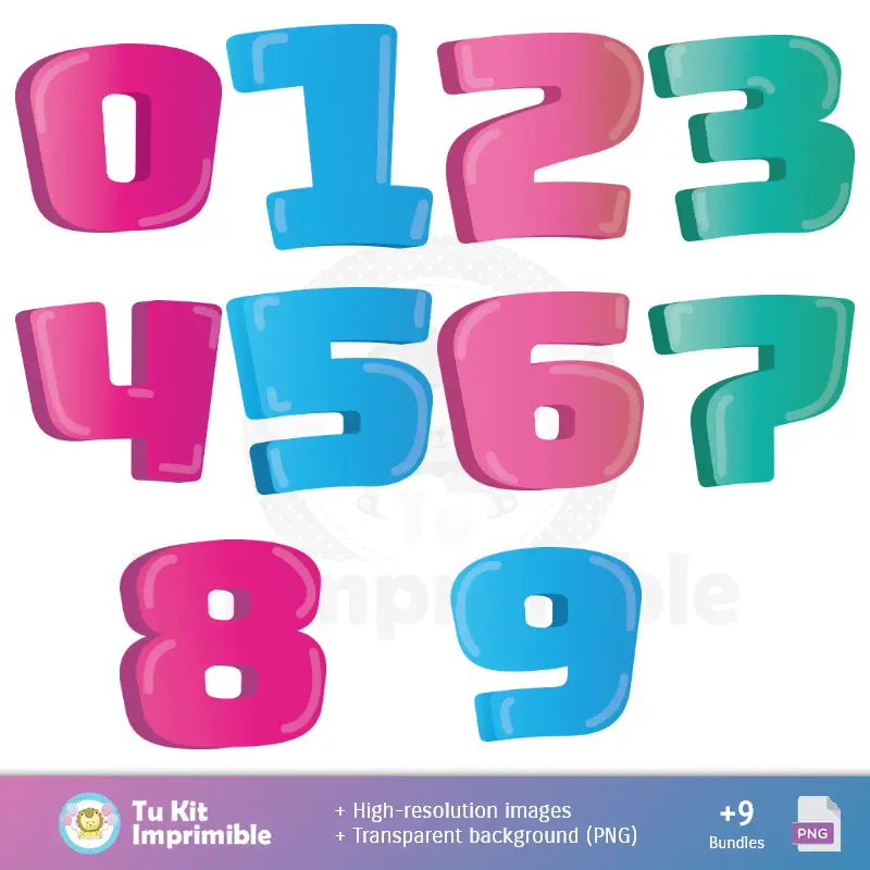 Números Temáticos | Padrões e Texturas O Incrível Mundo de Gumball - Kits para Scrapbook e Festas