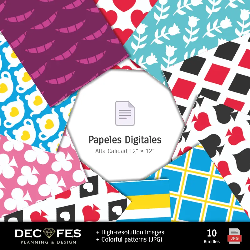 Fondos | Papel Digital Alicia en el País de las Maravillas - Imprimibles para Scrapbook y DIY