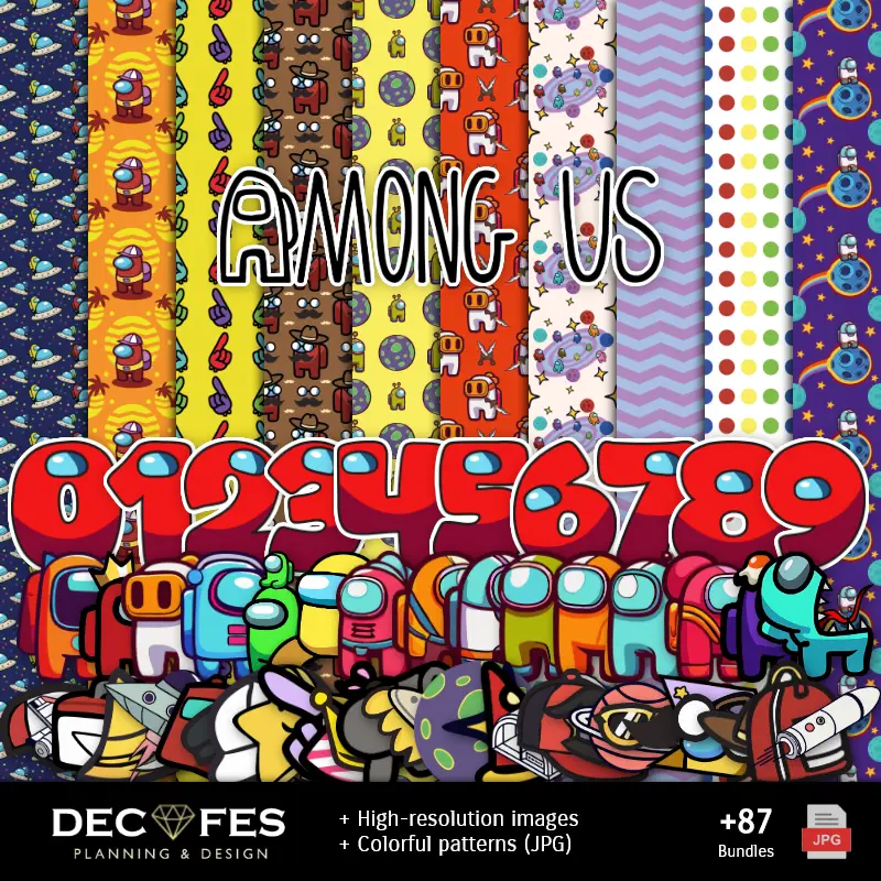 Papel Digital Among Us - Imprimibles para Scrapbook y DIY