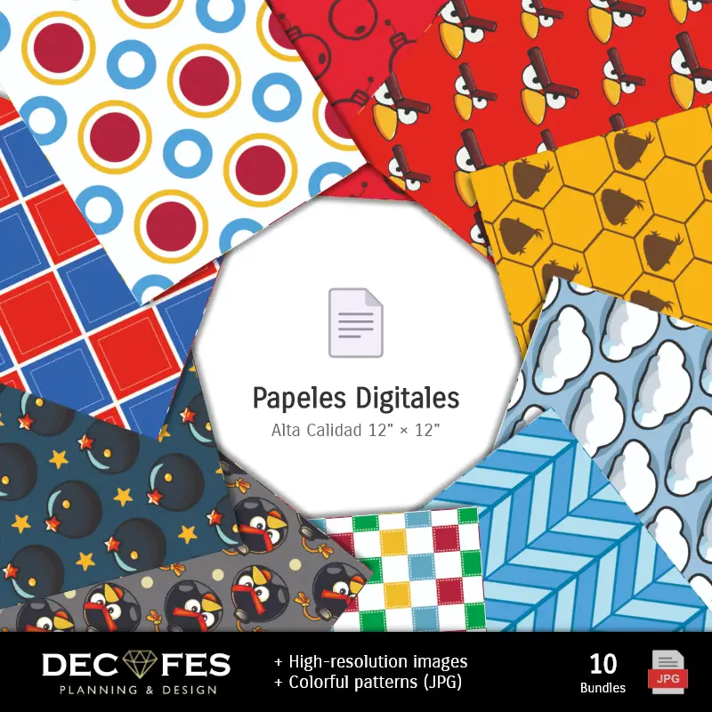 Números Temáticos | Papel Digital Angry Birds - Imprimibles para Scrapbook y DIY