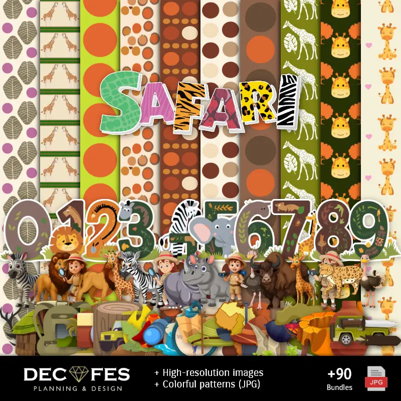 Papel Digital Animal Print Safari - Imprimibles para Scrapbook y DIY