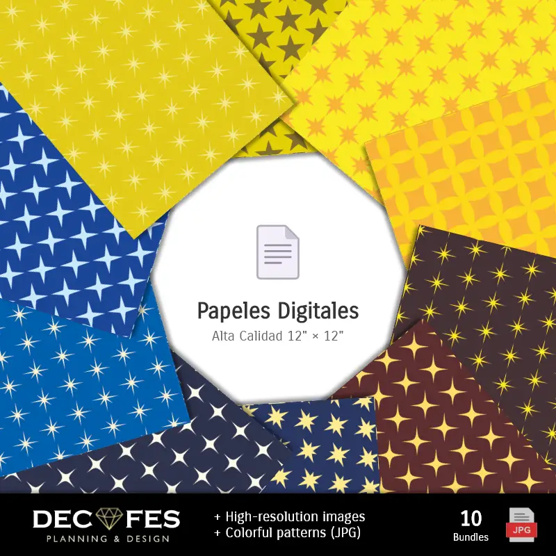 Accesorios | Papel Digital Año Nuevo - Imprimibles para Scrapbook y DIY