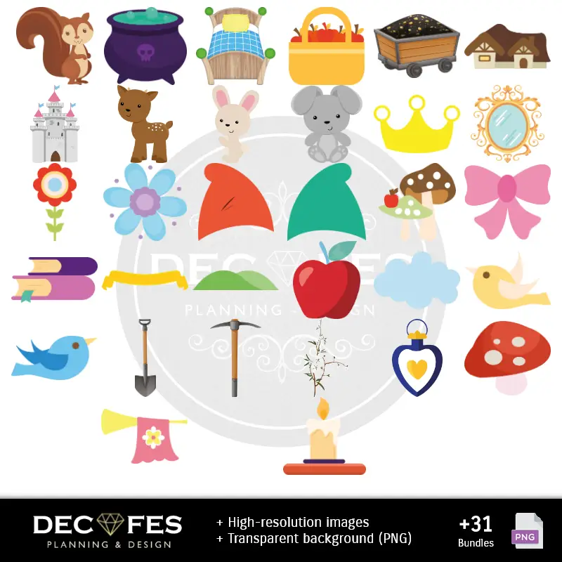 Fondos | Papel Digital Blanca Nieves y Los 7 Enanitos - Imprimibles para Scrapbook y DIY