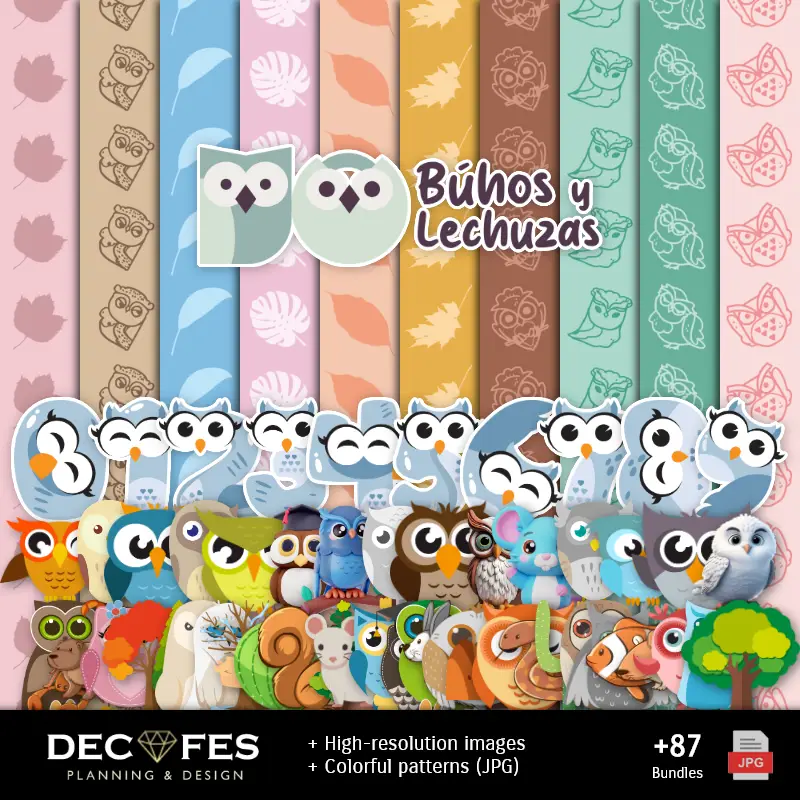 Fondos | Papel Digital Búhos y Lechuzas - Imprimibles para Scrapbook y DIY