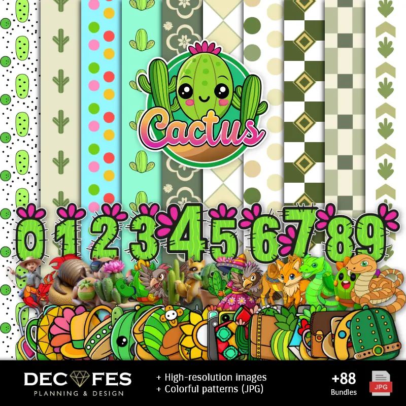 Personajes | Papel Digital Cactus - Imprimibles para Scrapbook y DIY