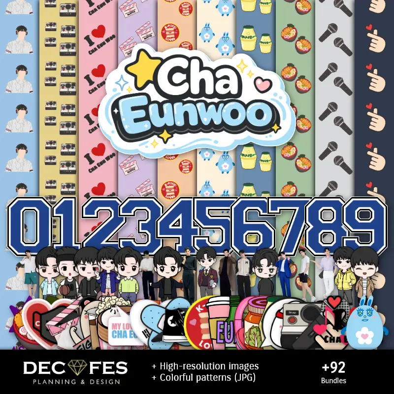 Papel digital Cha Eunwoo - Imprimíveis para scrapbooking e projetos DIY