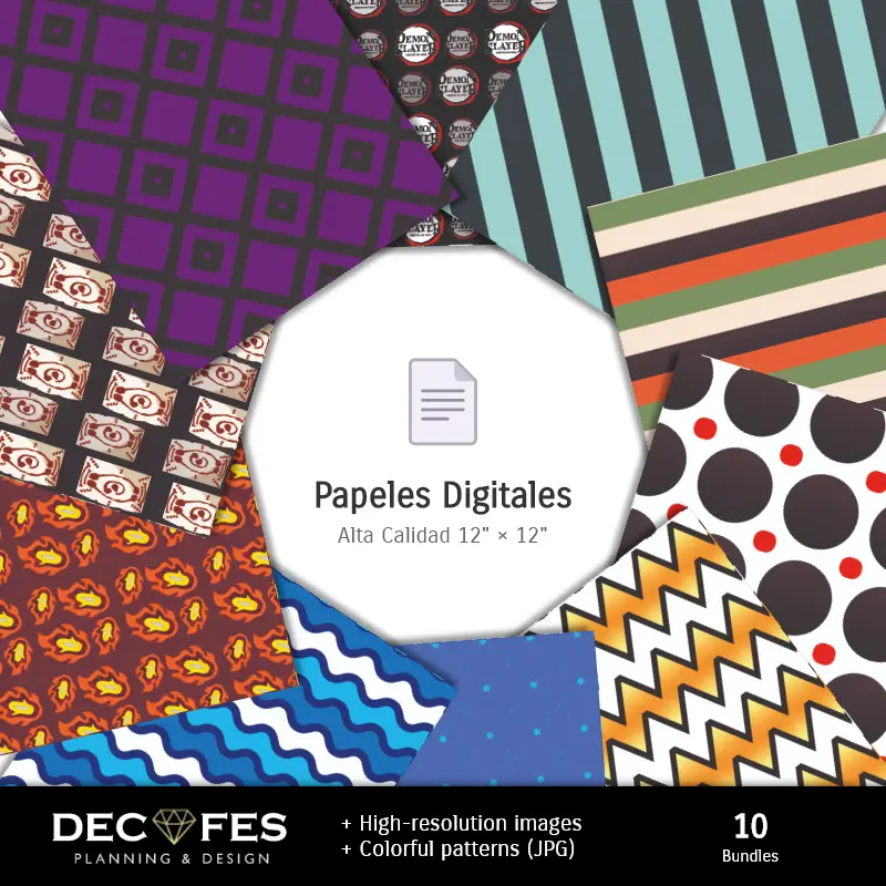Collages | Papel Digital Demon Slayer - Imprimibles para Scrapbook y DIY