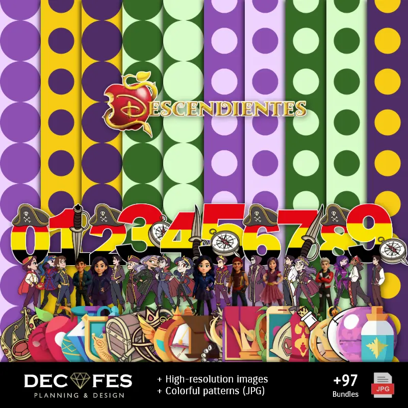 Números Temáticos | Descentient Digital paper - 可打印为Scrapbook和DIY