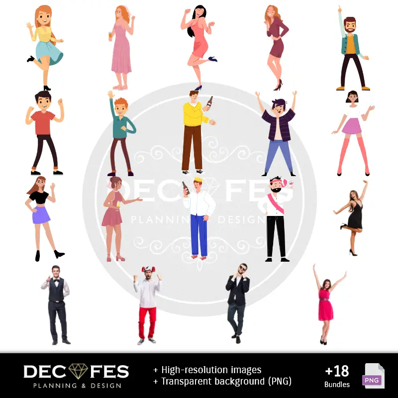 Personajes | Papel Digital Despedida de Solteras y Solteros - Imprimibles para Scrapbook y DIY