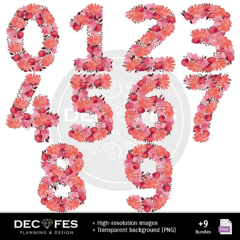 Números Temáticos | Papel Digital Día de la Mujer - Imprimibles para Scrapbook y DIY