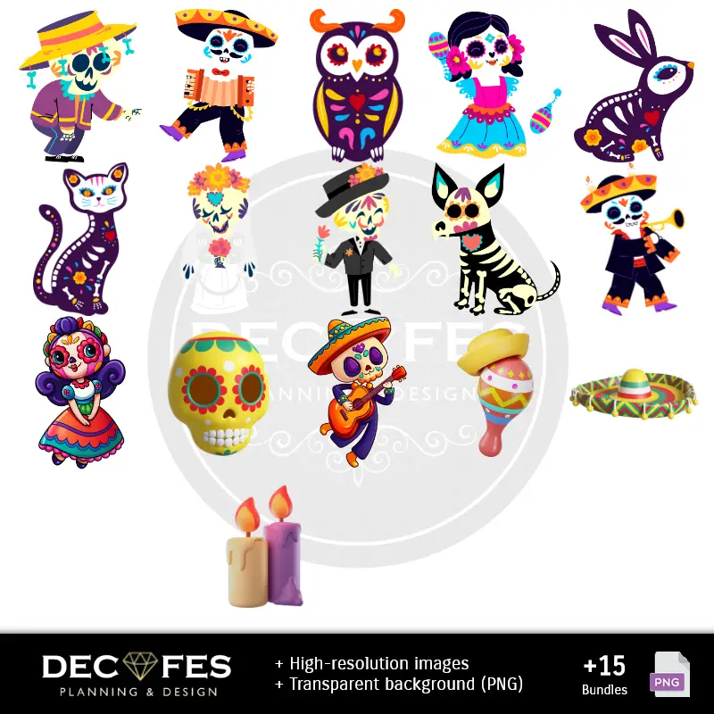 Accesorios | Papel Digital Día de los Muertos - Imprimibles para Scrapbook y DIY