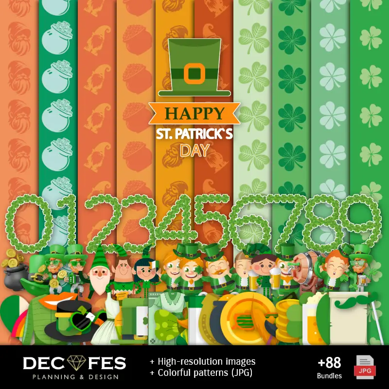 Fondos | Papel Digital Día de San Patricio - Imprimibles para Scrapbook y DIY