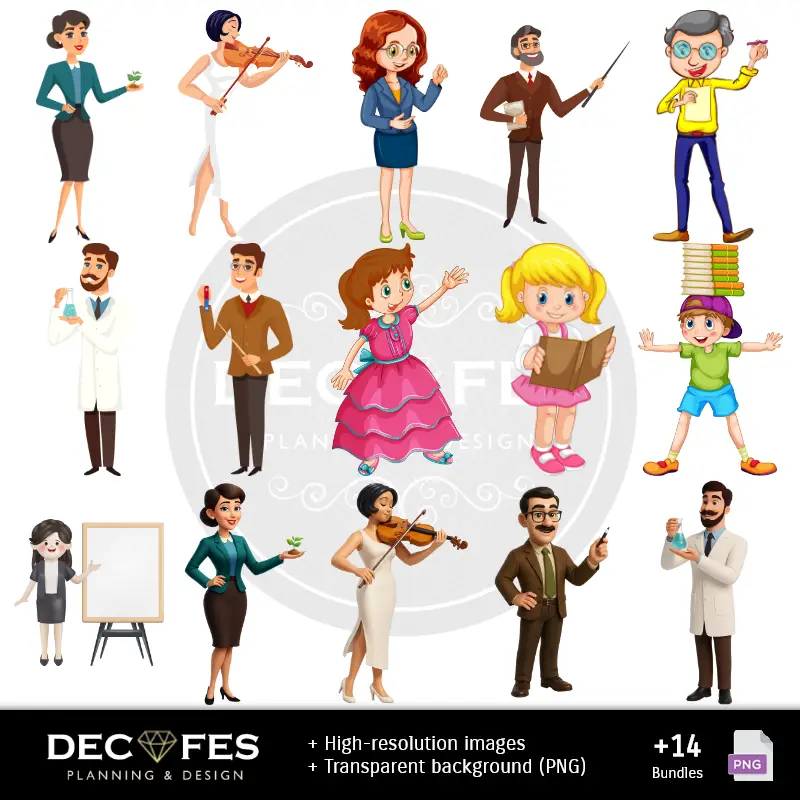 Personajes | Papel Digital Día del Profesor - Imprimibles para Scrapbook y DIY