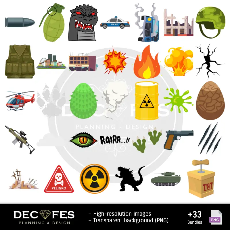 Accesorios | Papel digital do Godzilla - Imprimíveis para scrapbooking e projetos DIY