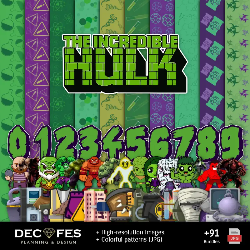 Papel Digital El Increíble Hulk - Imprimibles para Scrapbook y DIY