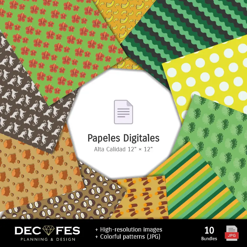 Números Temáticos | Papel Digital El Libro de La Selva - Imprimibles para Scrapbook y DIY