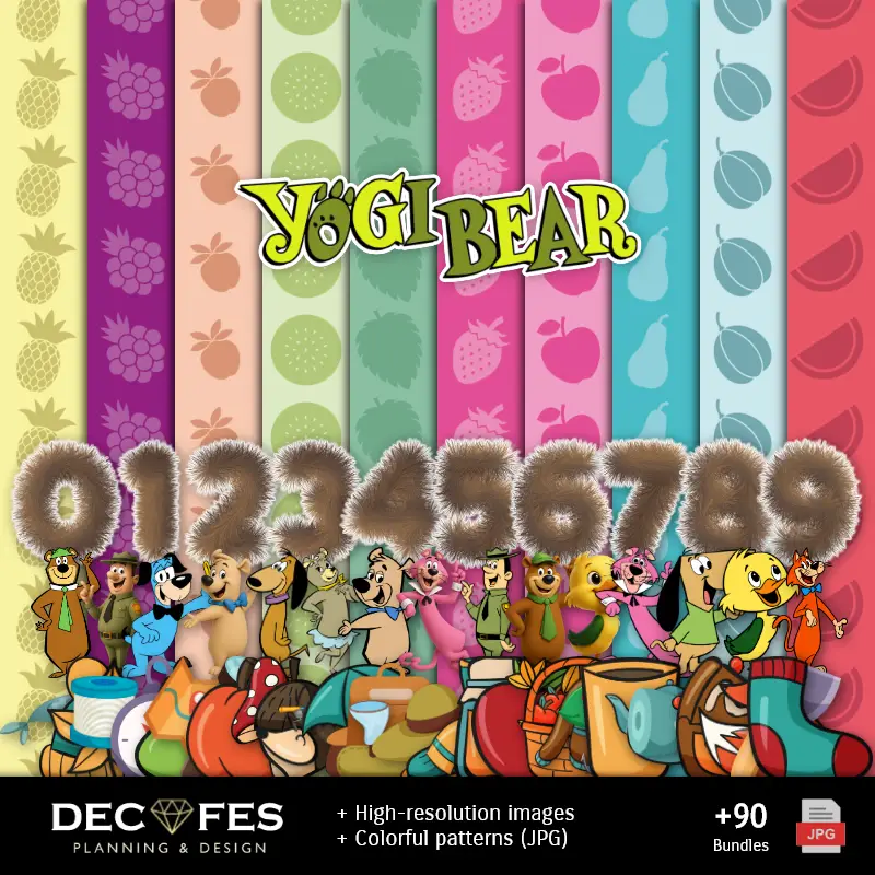 Papel Digital El Oso Yogi - Imprimibles para Scrapbook y DIY
