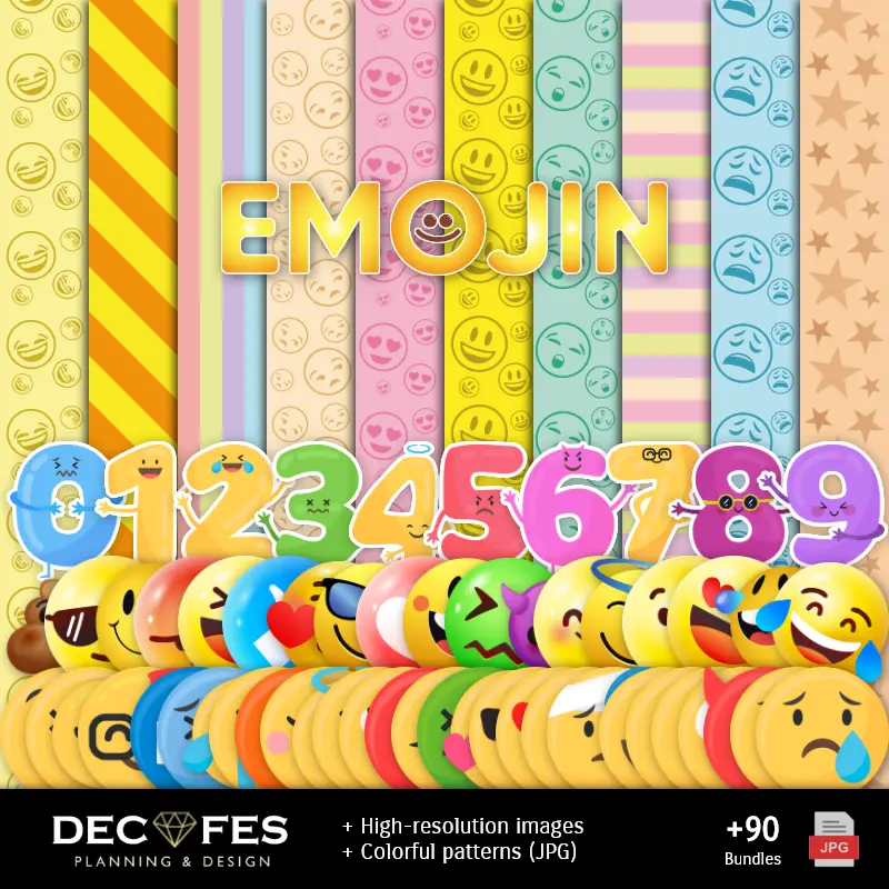Fondos | Papel Digital Emojis Emoticones - Imprimibles para Scrapbook y DIY