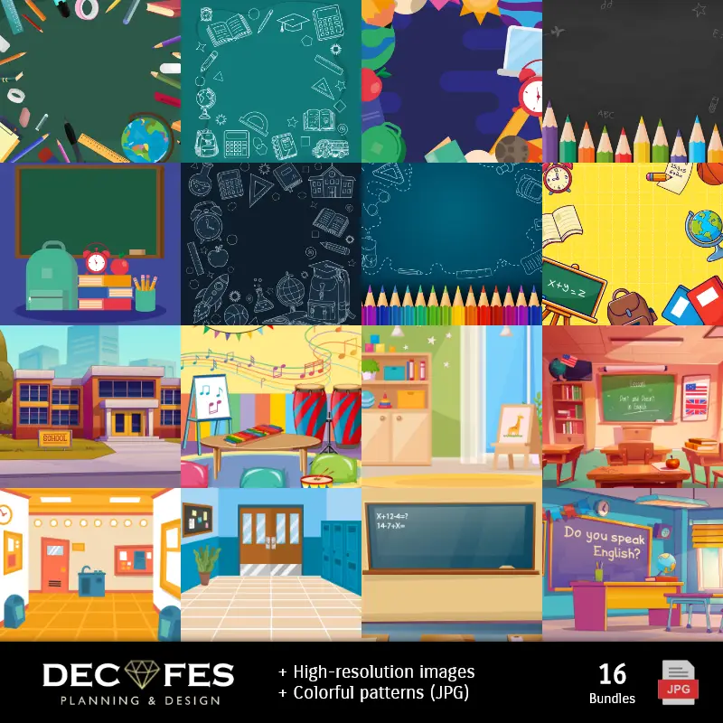 Collages | Papel Digital Escuela - Imprimibles para Scrapbook y DIY