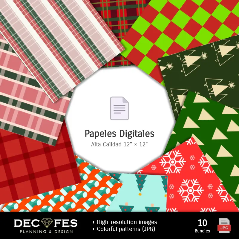 Collages | Papel Digital Feliz Navidad - Imprimibles para Scrapbook y DIY