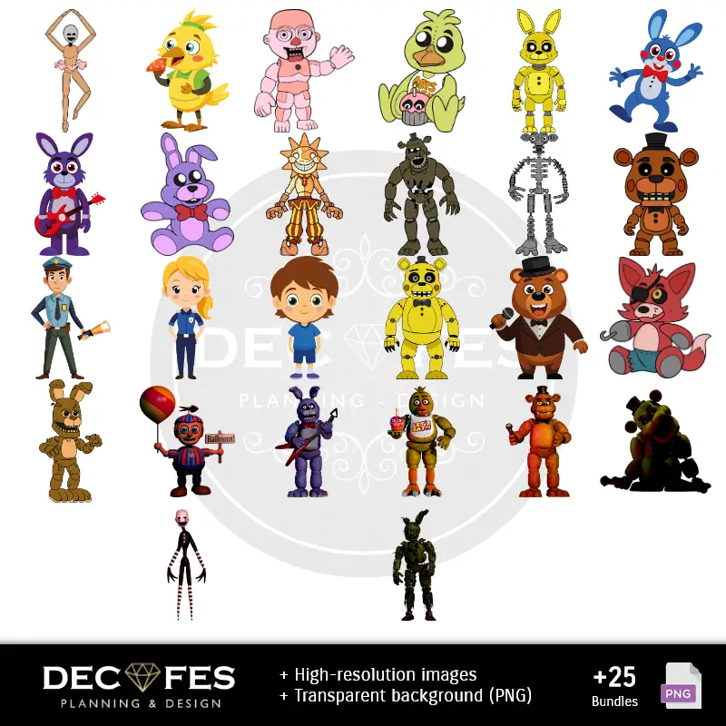 Personajes | Papel Digital Five Nights at Freddy's - Imprimibles para Scrapbook y DIY