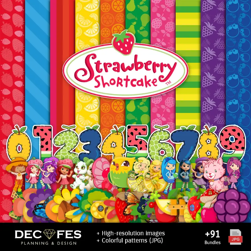 Accesorios | Papel Digital Frutillita - Imprimibles para Scrapbook y DIY