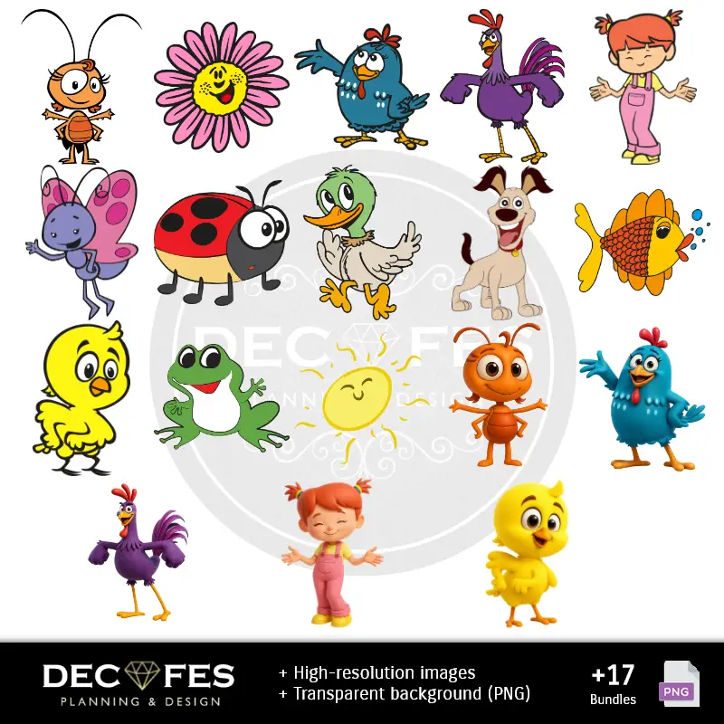 Personajes | Papel Digital Gallinita Pintadita - Imprimibles para Scrapbook y DIY