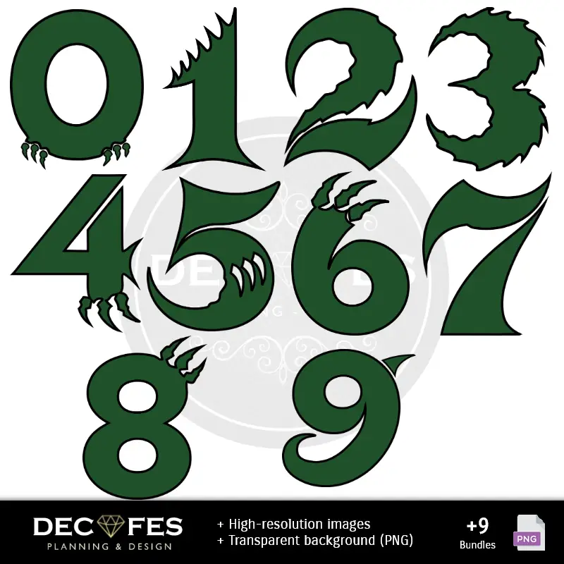 Números Temáticos | Papel Digital Godzilla - Imprimibles para Scrapbook y DIY